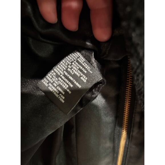 Jones New York Black Faux Fur Coat Jacket Sz S hood mid length Romantic Party - Picture 11 of 13